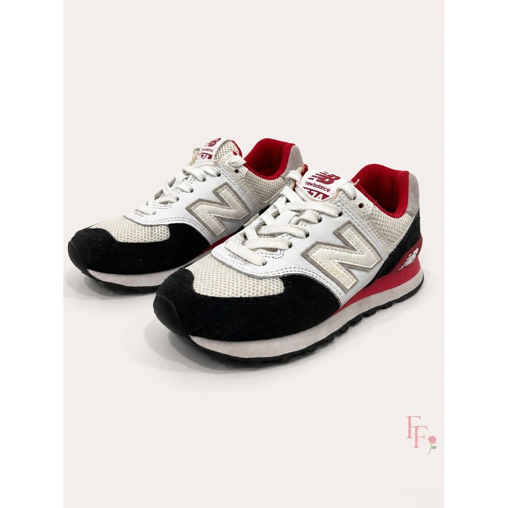 New Balance 574 ML574NSB White Black Red Sneakers Size 4.5 Men / 6.5 Women
